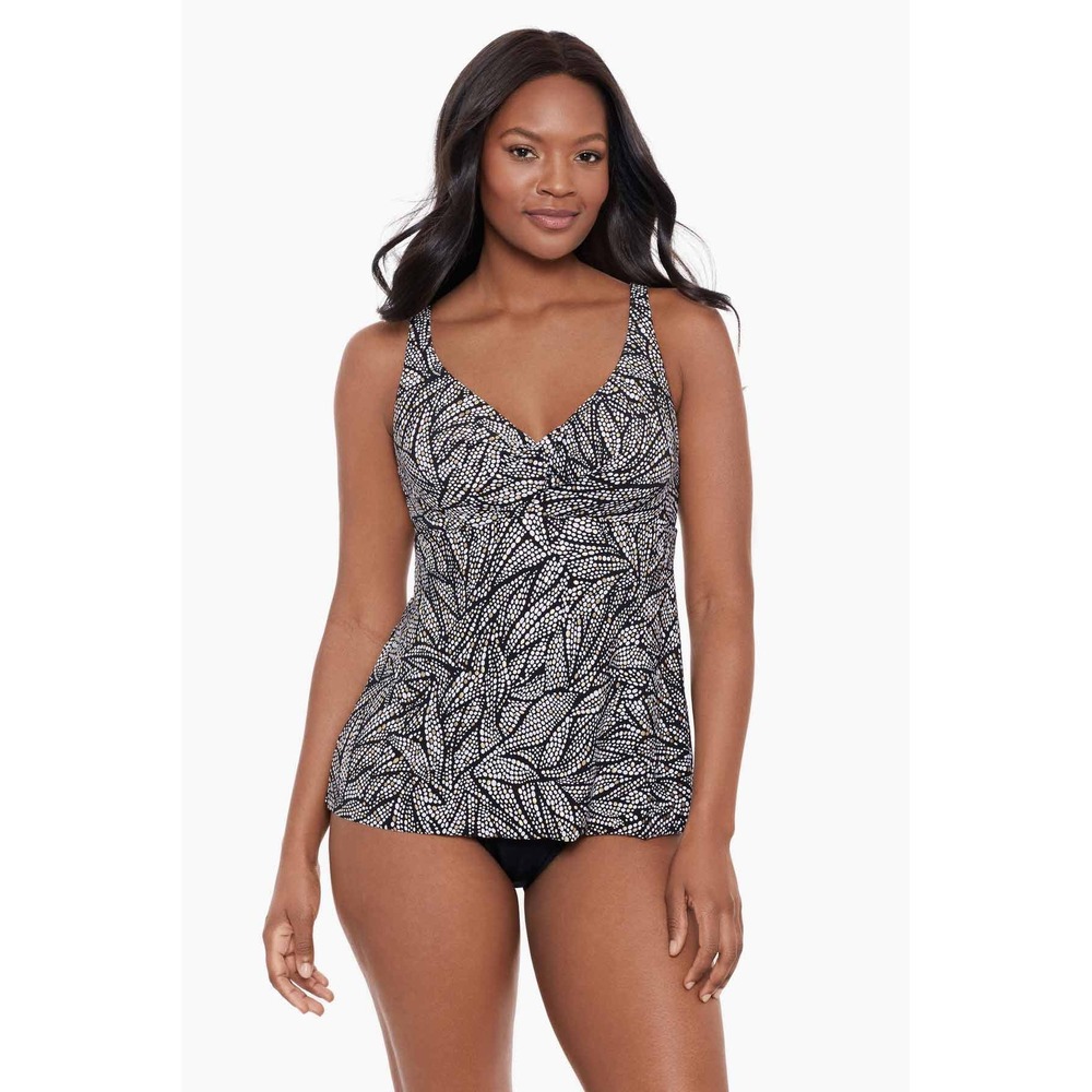 Miraclesuit Ayla Tankini Top Shore Leave Black White Leaf Underwire 6553755 16